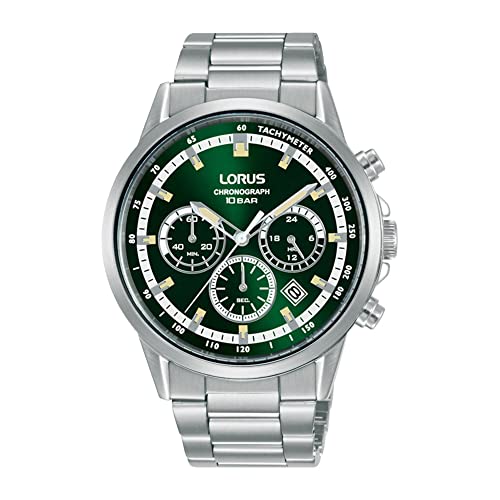 Lorus Orologio Da Uomo Con Cinturino In Acciaio Inossidabile Con Quadrante Verde Al Quarzo Sports Rt393Jx9