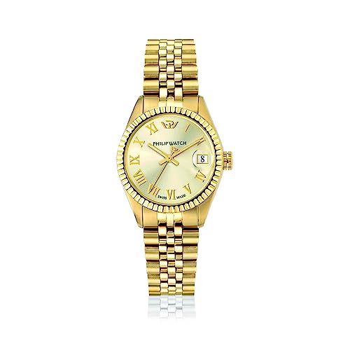 Philip Watch Orologio Donna, Tempo E Data, Acciaio, Pvd Oro, Collezione Caraibe - R8253597614