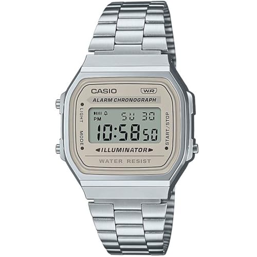 Casio Orologio Digitale Al Quarzo Unisex Con Cinturino In Acciaio Inox A168Wa-8Ayes, Argento