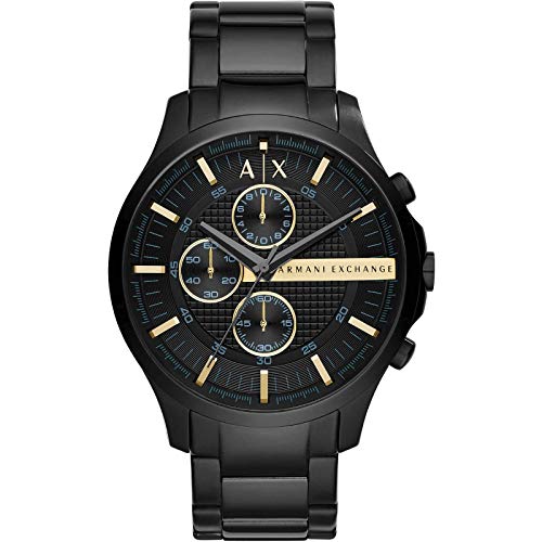 Armani Exchange Orologio Da Uomo, Cronografo, Cassa In Acciaio Inossidabile Nero 46 Mm Con Bracciale In Acciaio Inossidabile, Ax2164
