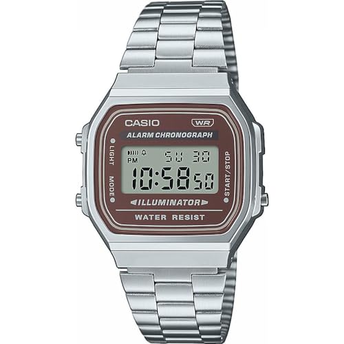 Casio Orologio Digitale Al Quarzo Unisex Con Cinturino In Acciaio Inox A168Wa-5Ayes, Argento