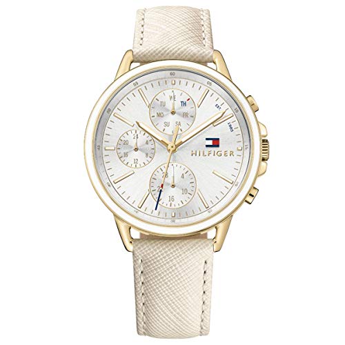 Tommy Hilfiger Orologio Analogico Multifunzione Al Quarzo Da Donna Con Cinturino In Pelle Beige - 1781790