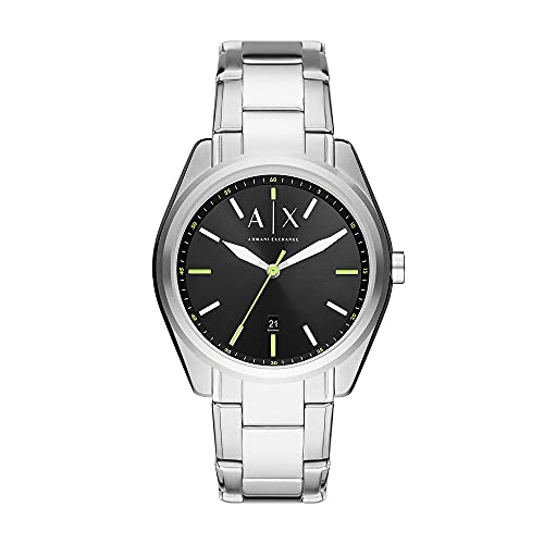 Armani Exchange Orologio Uomo, Movimento A Tre Lancette Con Data, Cassa In Acciaio Inossidabile 43 Mm Con Bracciale In Acciaio Inossidabile, Ax2856