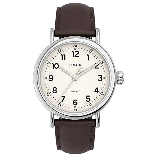 Timex Cinturino In Pelle Marrone Con Quadrante Crema Standard Tw2V27800