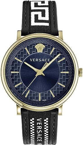 Versace Orologio Analogico Al Quarzo Uomo Con Cinturino In Pelle Ve5A01821