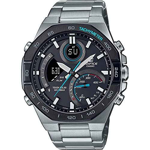 Casio Orologio Analogico Digitale Al Quarzo Uomo Con Cinturino In Acciaio Inossidabile Ecb-950Db-1Aef