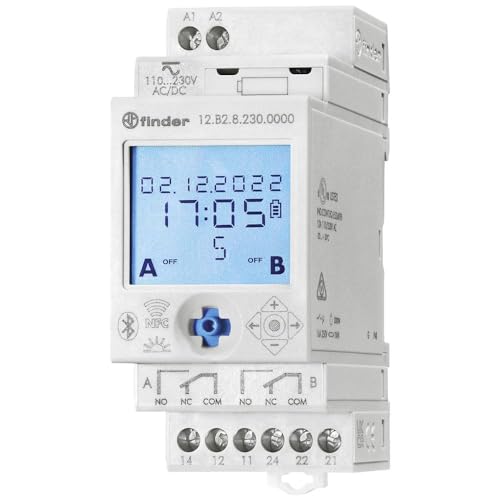 Finder Zeitschaltuhr Per Hutschiene 12.B2.8.230.0000 2 Wechsler 30A 400 V/Ac Astronomisch, Zufallss