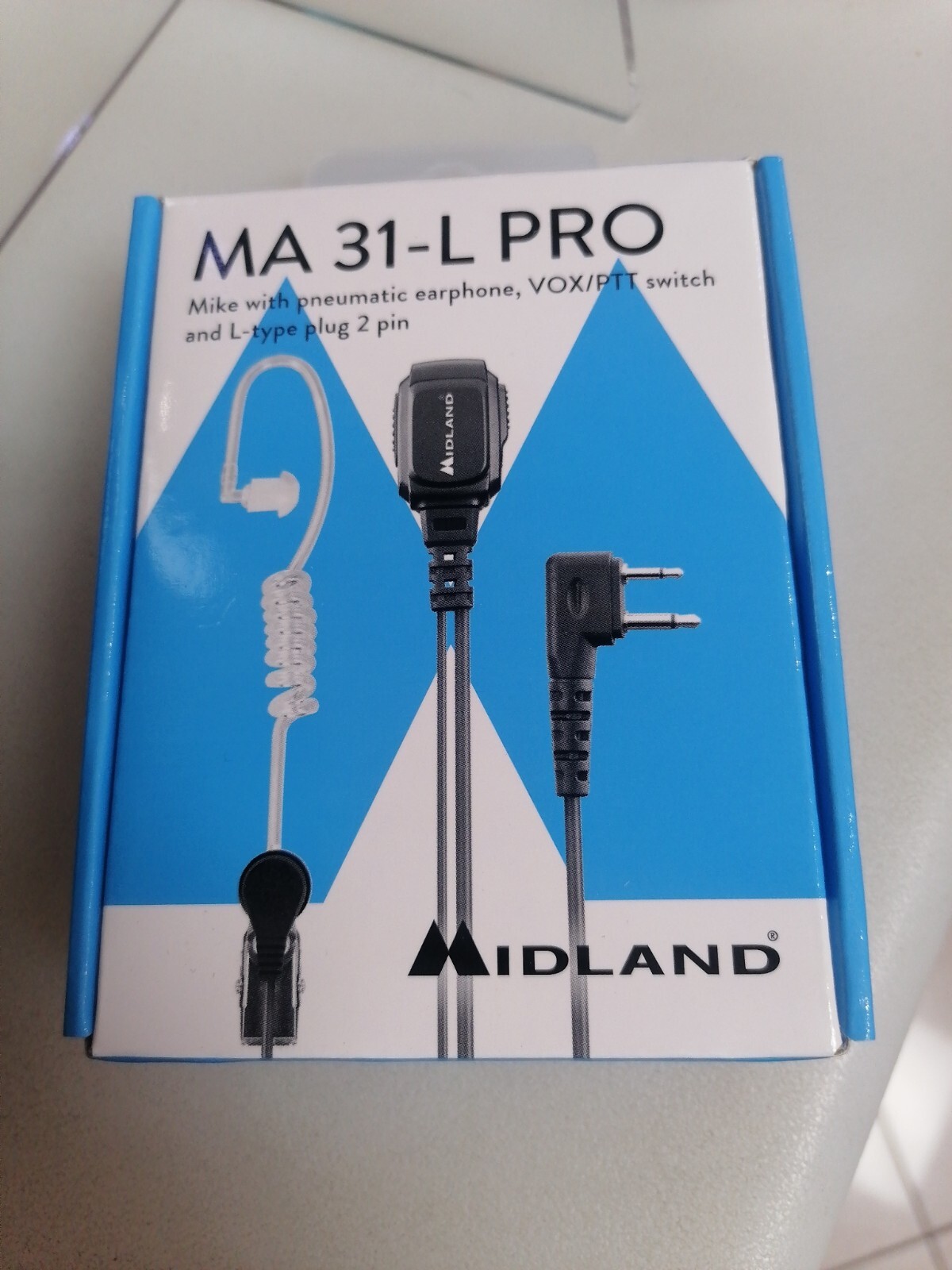 MICROFONO CON AURICOLARE PNEUMATICO SELETTORE VOX/PTT MIDLAND MA31-L PRO C1497