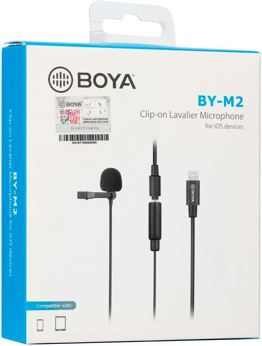 BOYA LAVALIER BY-M2 MICROFONO CLIP-ON PER IPHONE CONNETTORE LIGHTNING