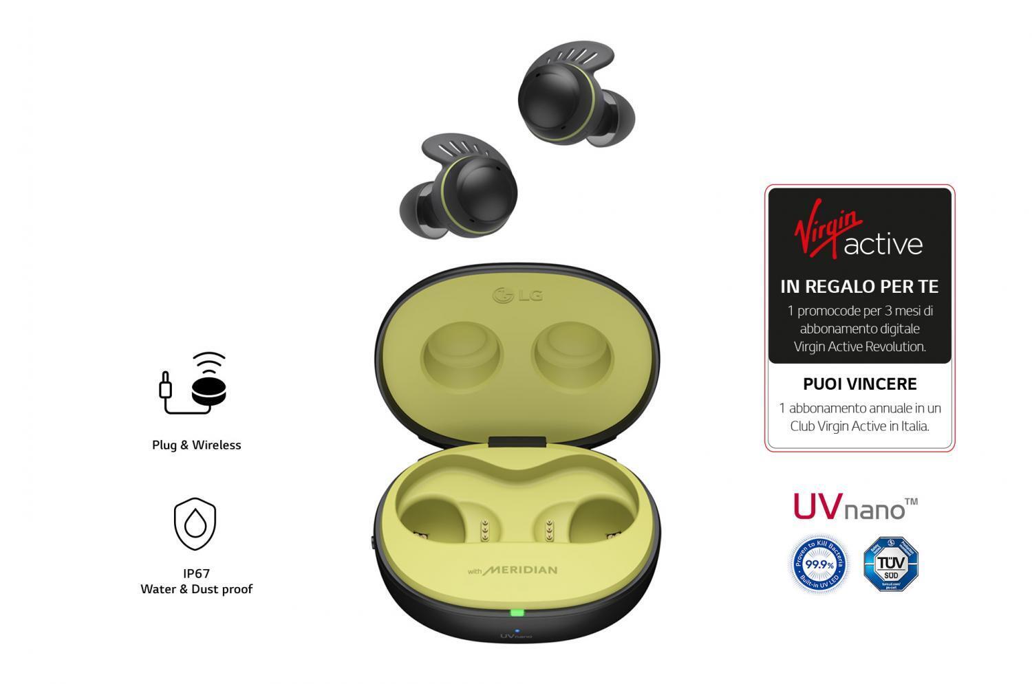 Lg Tone Free Auricolari Bluetooth Cuffiette IP67 ANC Uvnano - TF8Q.CEUFLBI