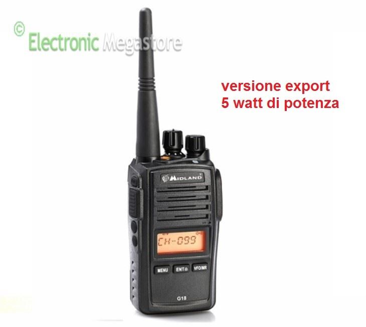 MIDLAND RADIO G18 MAX 5W RICETRASMITTENTE PMR LPD IP67 IMMERGIBILE FINO AD 1 MT