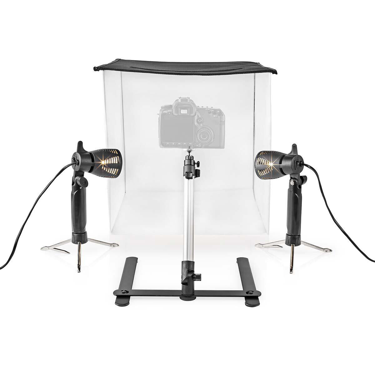Kit Studio fotografico 600 x 600 mm 400lm 2x5W pieghevole sfondi inclusi Nedis