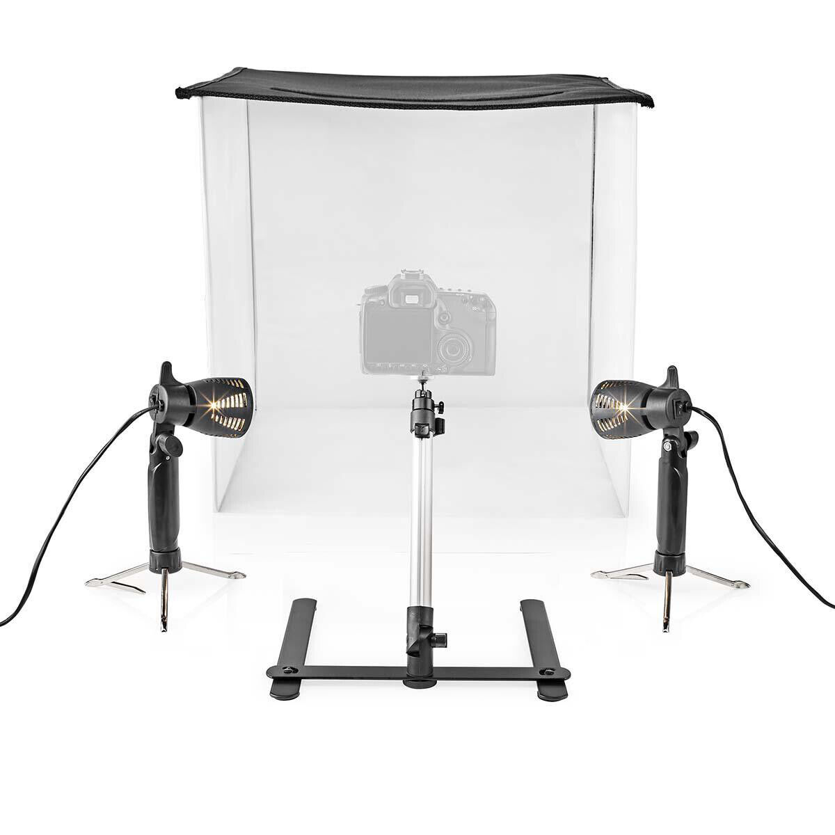 Kit Studio fotografico 600 x 600 x 600 400lm pieghevole sfondi inclusi Nedis