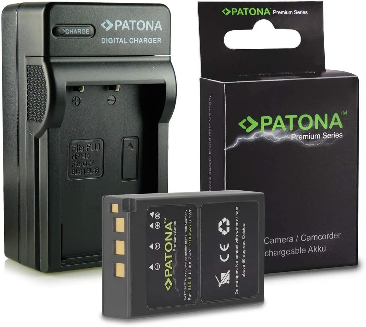 Caricabatteria+Batteria PATONA PREMIUM OLYMPUS PS-BLS5 E-P3 E-PL2 PEN STYLUS 1