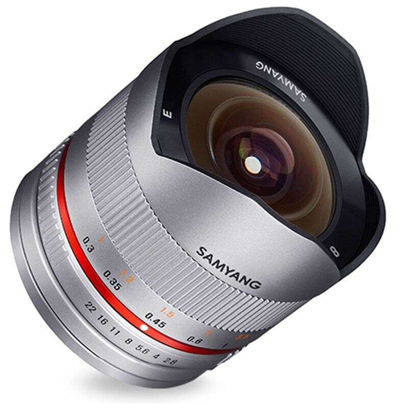 Obiettivo Samyang 8mm F/2.8 Fisheye per Fuji X argento