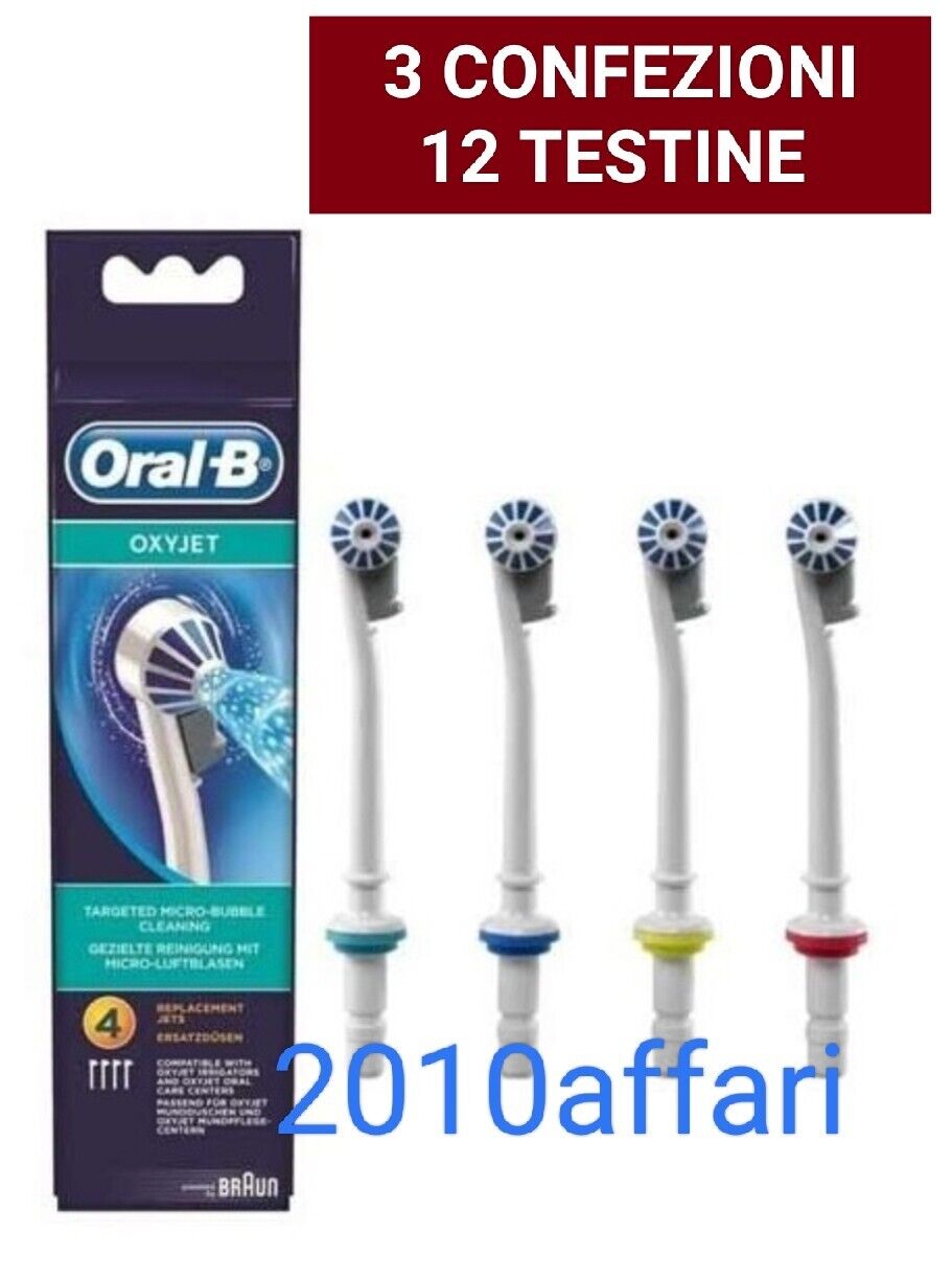 Oral B Oxyjet 4 Testine di Ricambio per Oxyjet Idropulsore - 12 Ricambi
