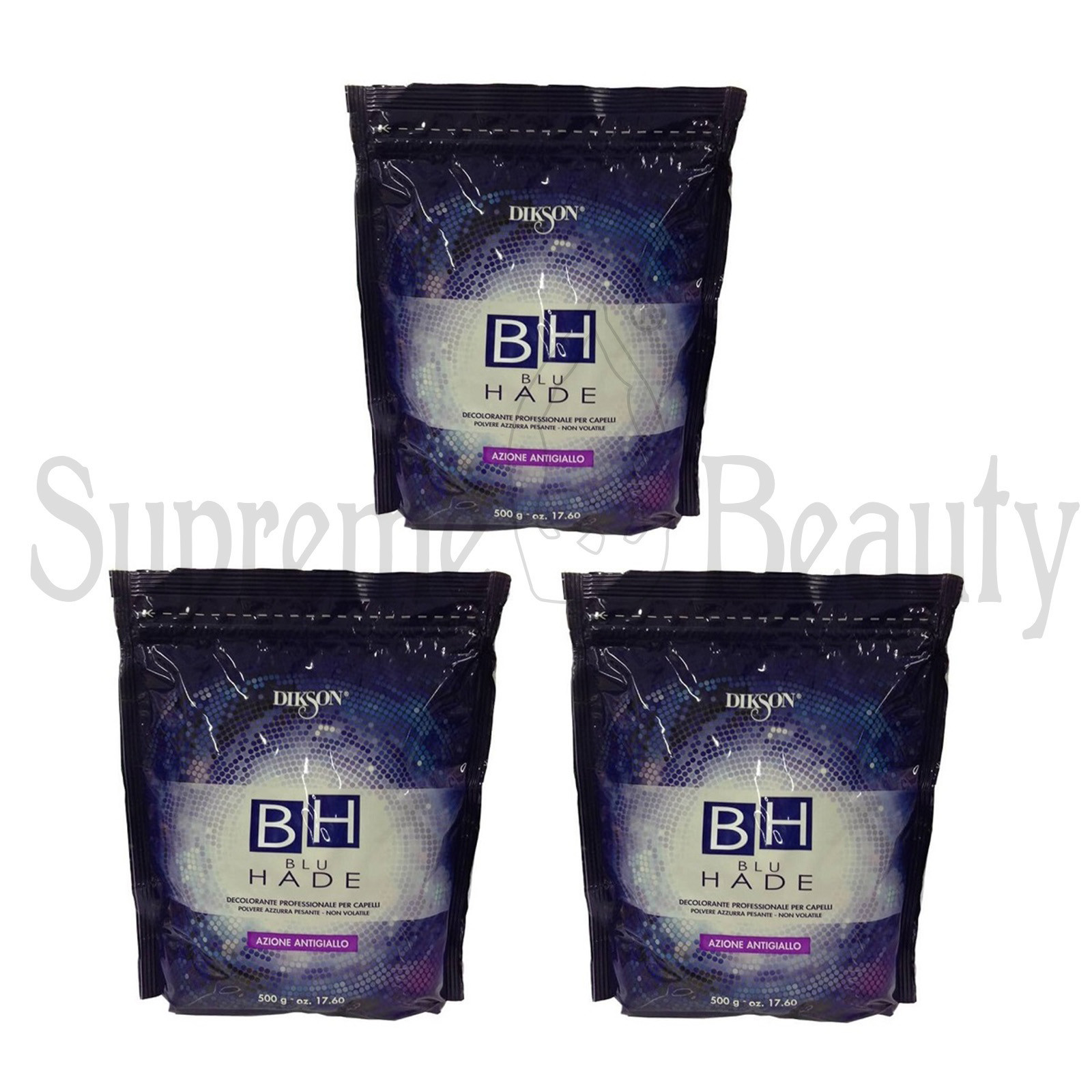 DIKSON HB BLU HADE 3 PEZZI DI POLVERE DECOLORANTE PER CAPELLI ANTIGIALLO 500 GR