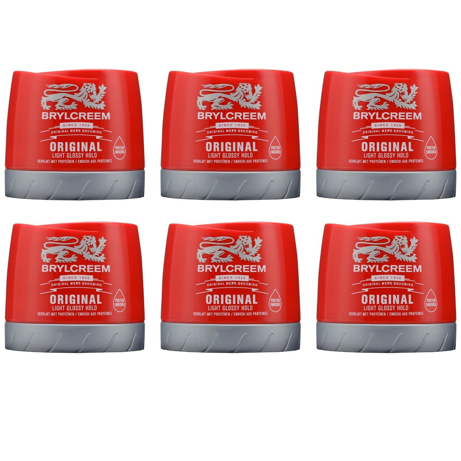 6 pezzi BRYLCREEM ORIGINAL Light Glossy Hold Crema fissante per capelli 150ml