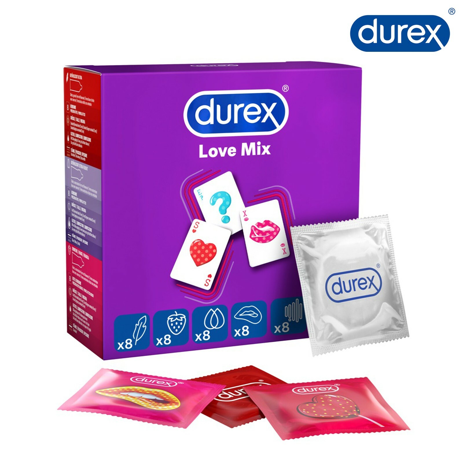Durex 40 pcs Condoms Economy Pack 5 Different Condom Lubricated 19 cm x 56 mm
