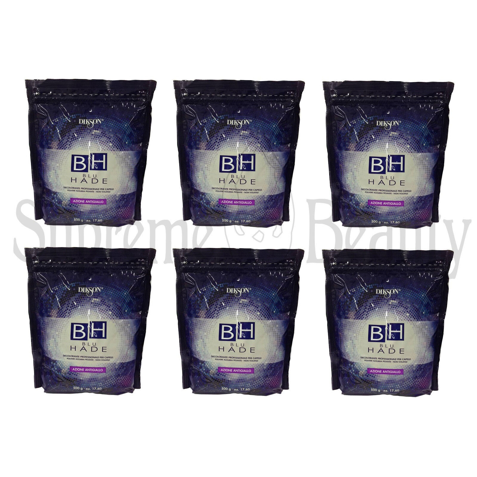 DIKSON HB BLU HADE 6 PEZZI DI POLVERE DECOLORANTE PER CAPELLI ANTIGIALLO 500 GR