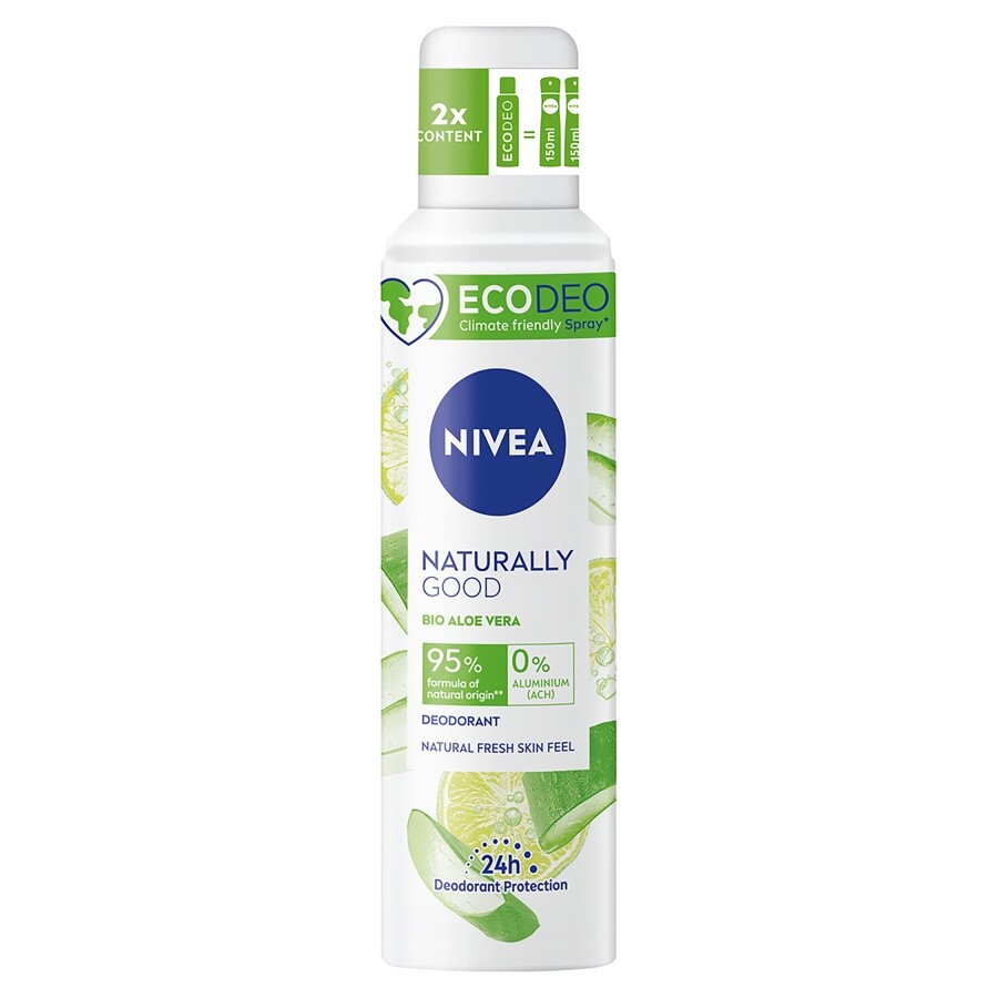 3x Nivea Deodorante Spray 125 Ml. Naturally Good Aloe Vera