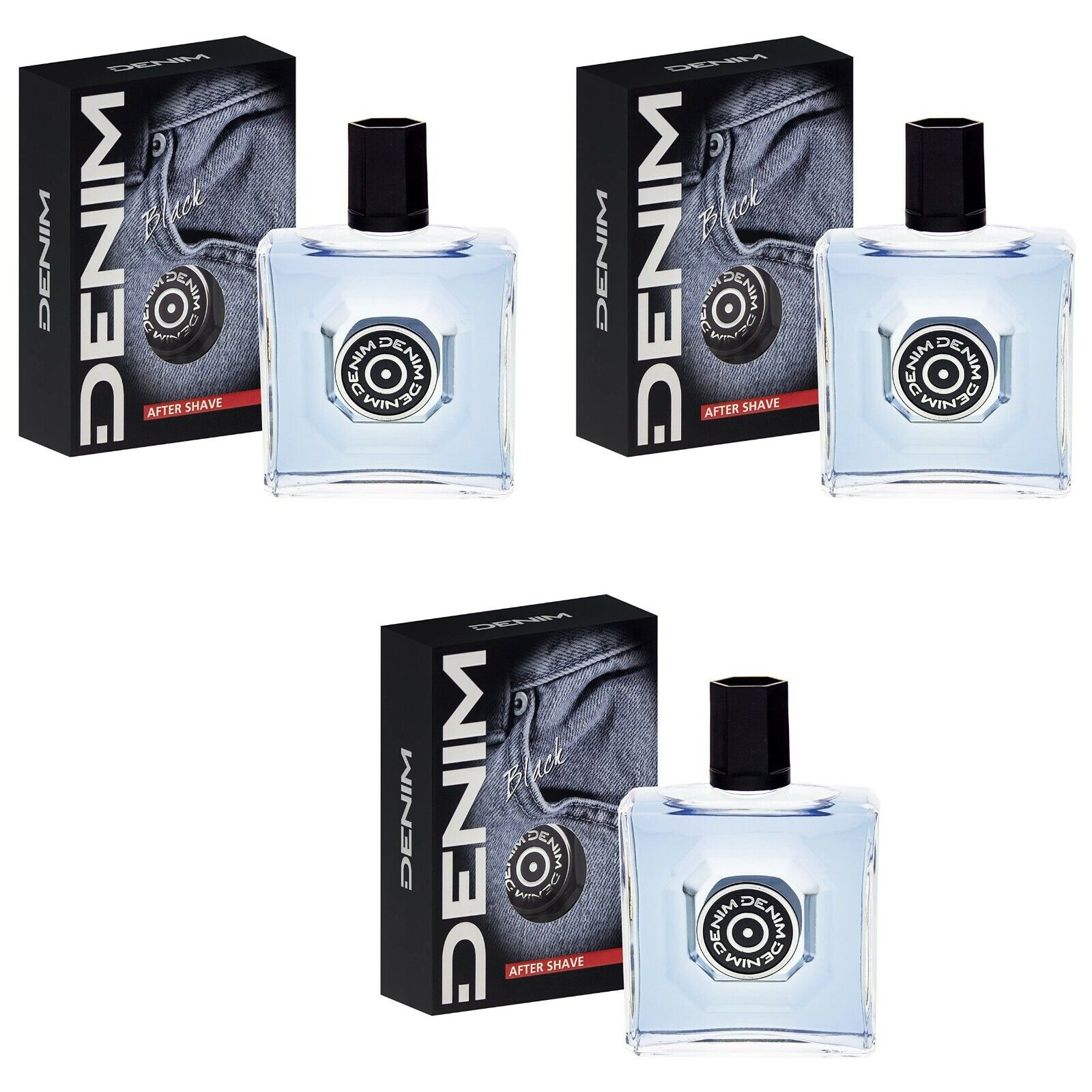 3 pz DENIM BLACK Aftershave dopobarba uomo prodotti rasatura dopo barba 100ml