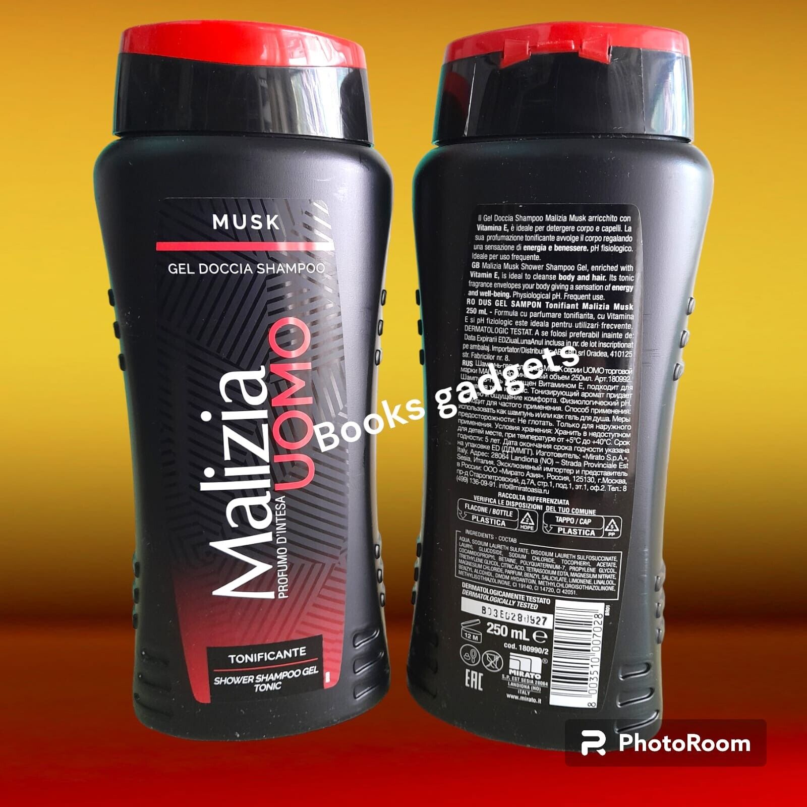 1 Flacone Malizia Uomo Musk Gel Doccia Shampoo Profumo D'intesa Tonificante