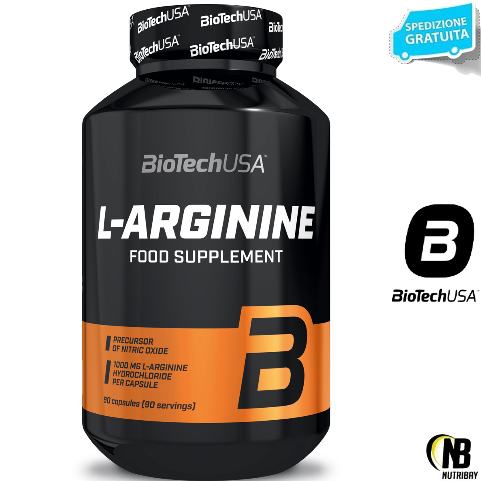Biotech Usa L-Arginine 90 caps Integratore di Arginina precursore Ossido Nitrico