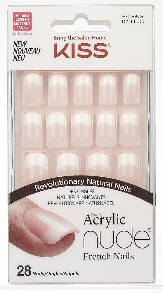 Kiss Acrylic Nude French Cashmere, Kit Unghie Artificiali 28 Unghie + (E9J)