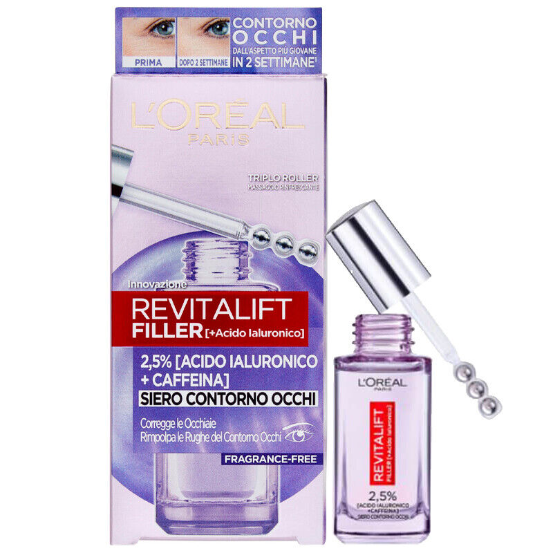 L’Oreal Paris Revitalift Filler Siero Contorno Occhi acido ialuronico+caff. 20ml