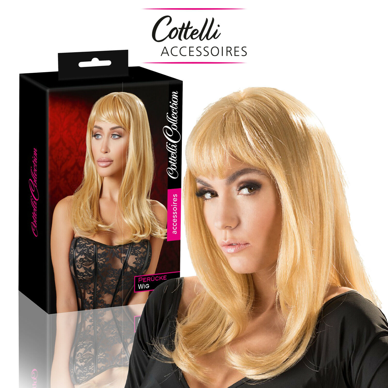 Cottelli Collection Artificial Blonde Hair Long Wig Lunga Parrucca Bionda Lisca