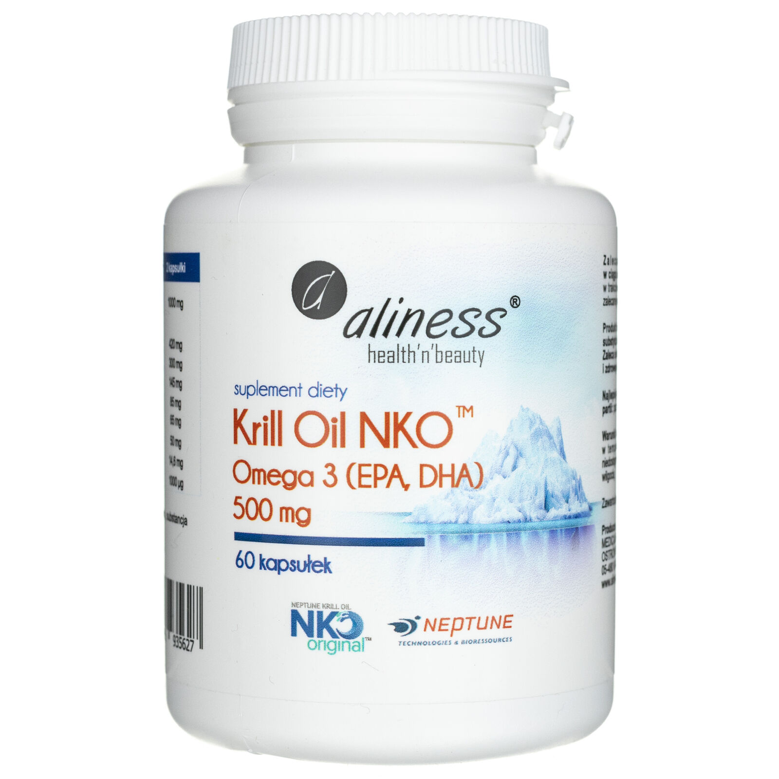 Aliness Krill Oil NKO Omega 3 con Astaxantina 500 mg, 60 capsule