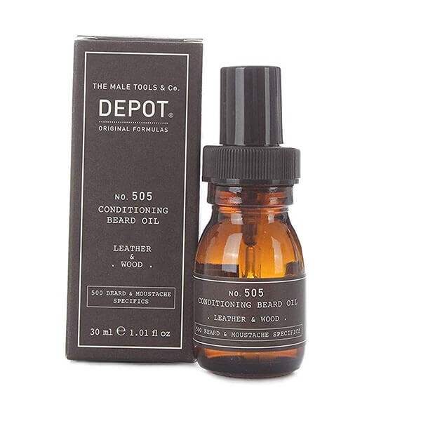 DEPOT - No.505 CONDITIONING BEARD OIL LEATHER & WOOD( 30ml) Olio da barba