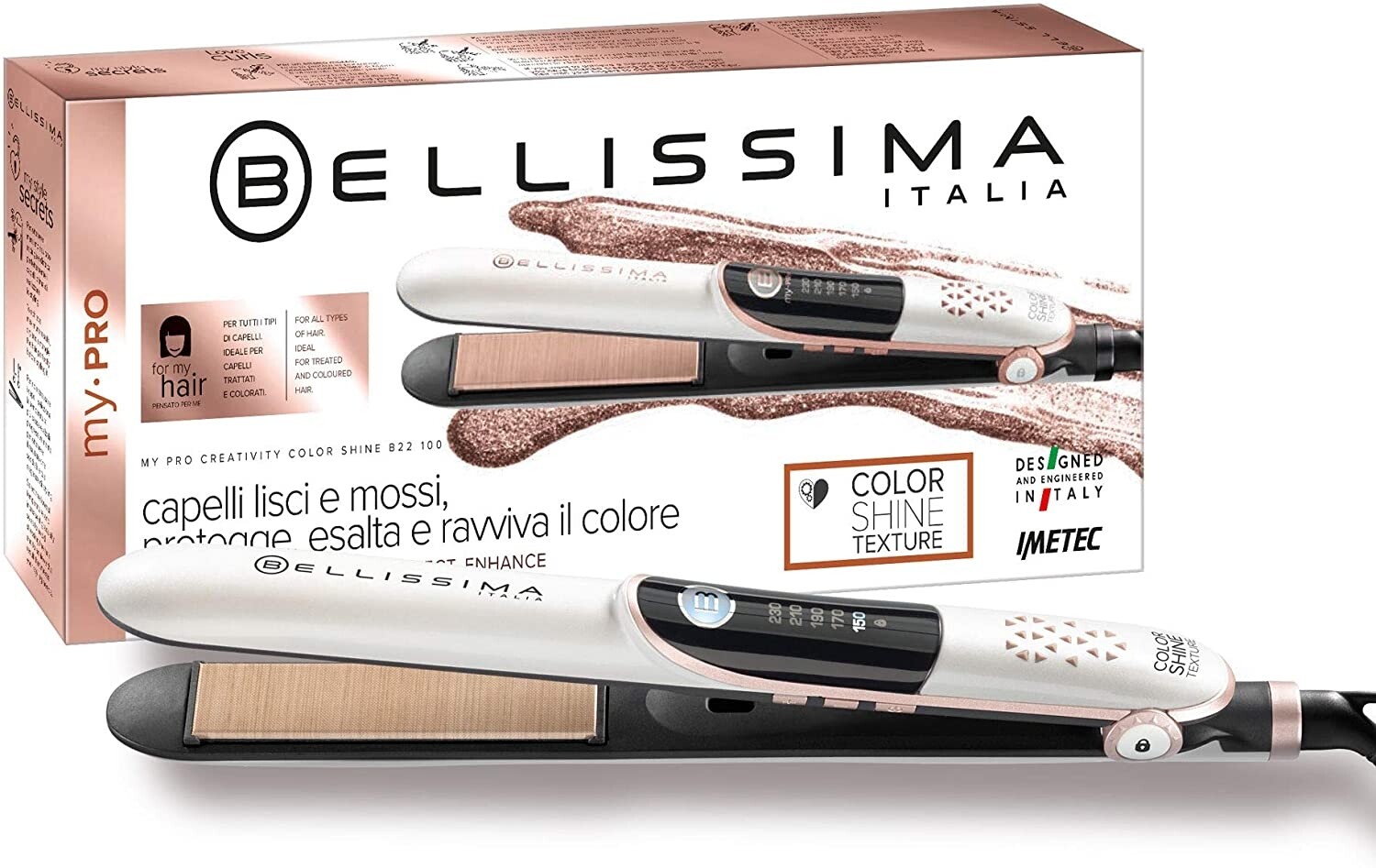 Piastra Capelli Imetec in Ceramica max 230°C B22100 Creativity Color Shine