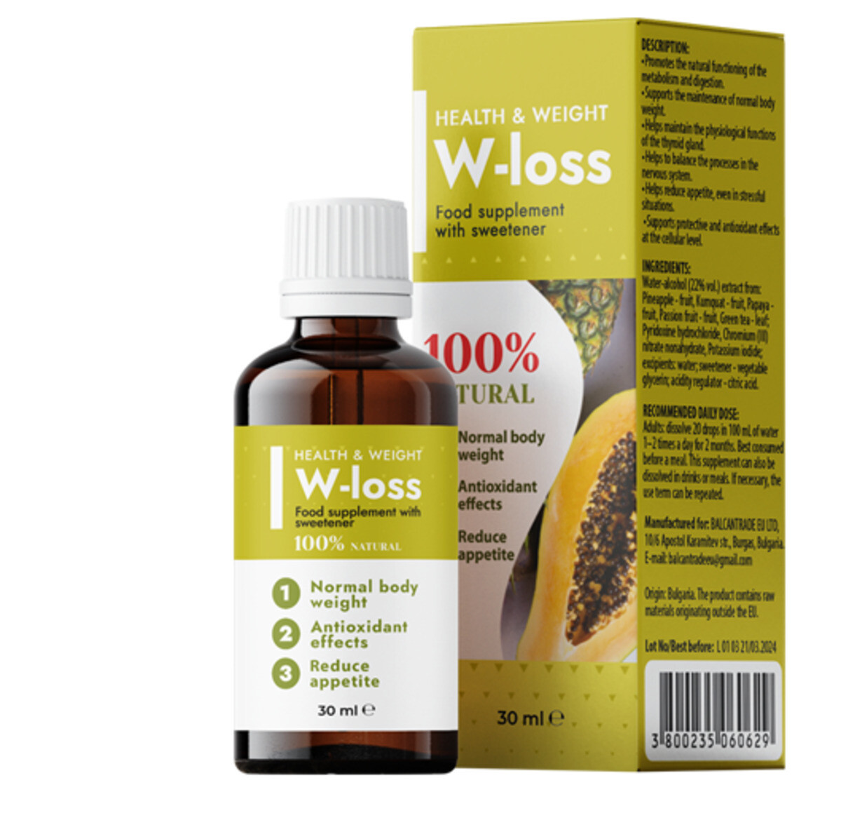 W-loss per dimagrire velocemente e Brucia Grassi. 30 ml.
