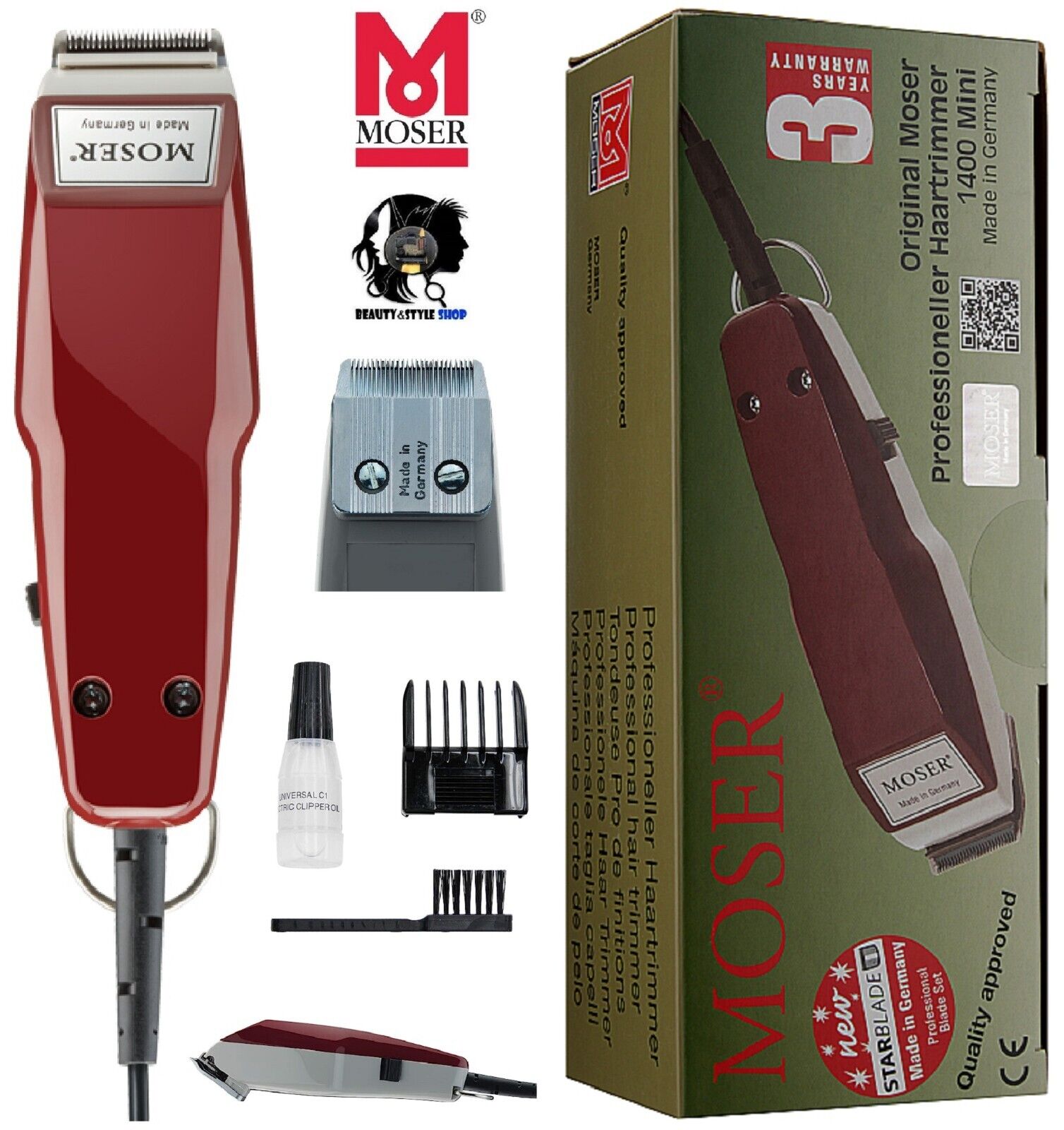 MOSER 1400 MINI TOSATRICE TAGLIACAPELLI TRIMMER PROFESSIONALE RASOIO ELETTRICO