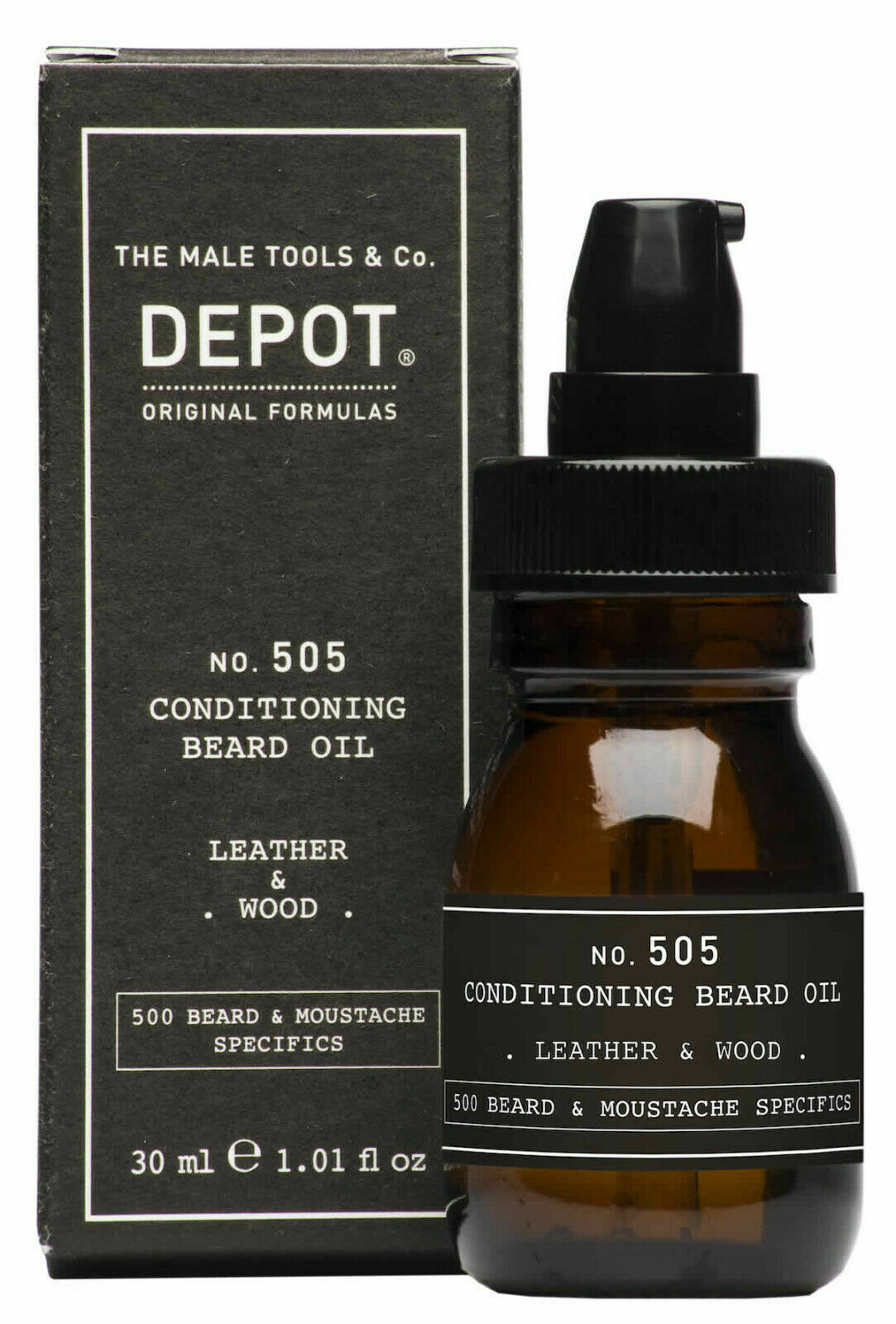Depot N.505 Conditioning Beard Oil LEATHER & WOOD 30ml - olio condizionate per b