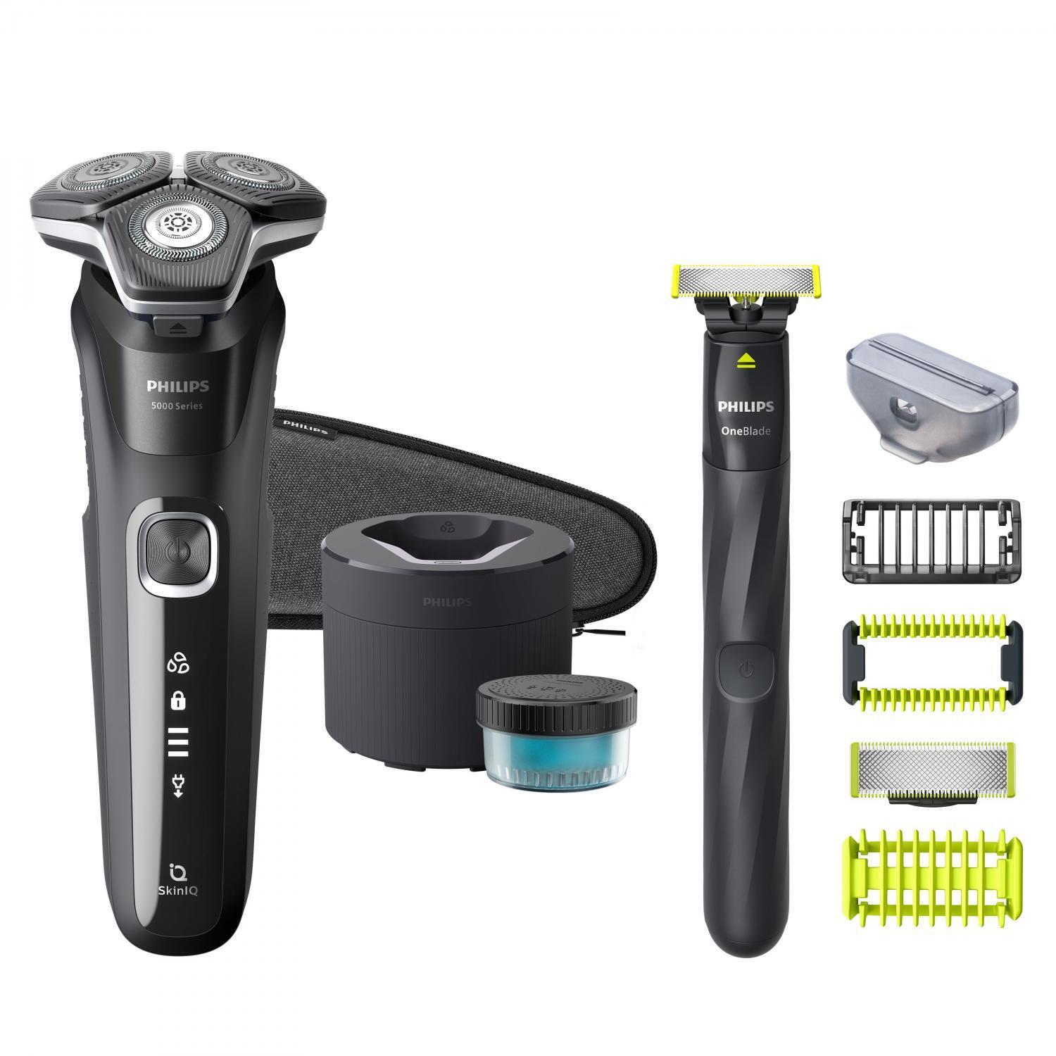 Philips Regolabarba Ricaricabile Testine Flessibili + Rasoio OneBlade Wet&Dry Au