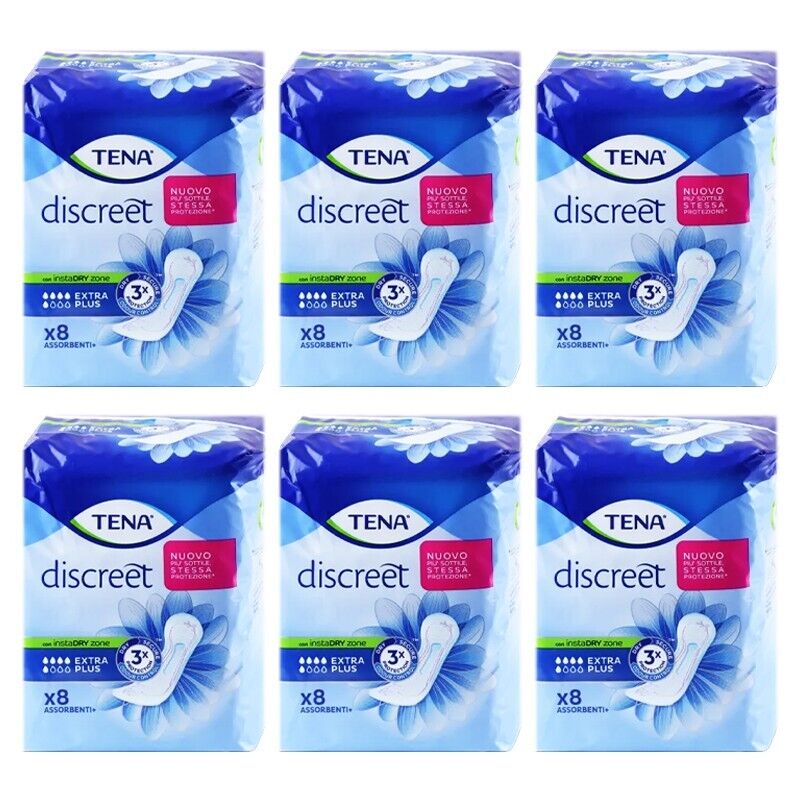 48pz TENA Assorbenti discreet Extra Plus con InstaDry zone