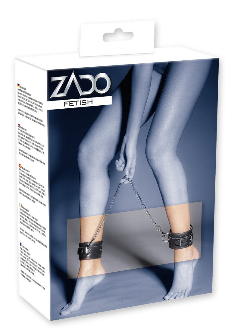 Bondage Cavigliera in pelle con catena di 50 cm e moschettoni Fetish gioco BDSM