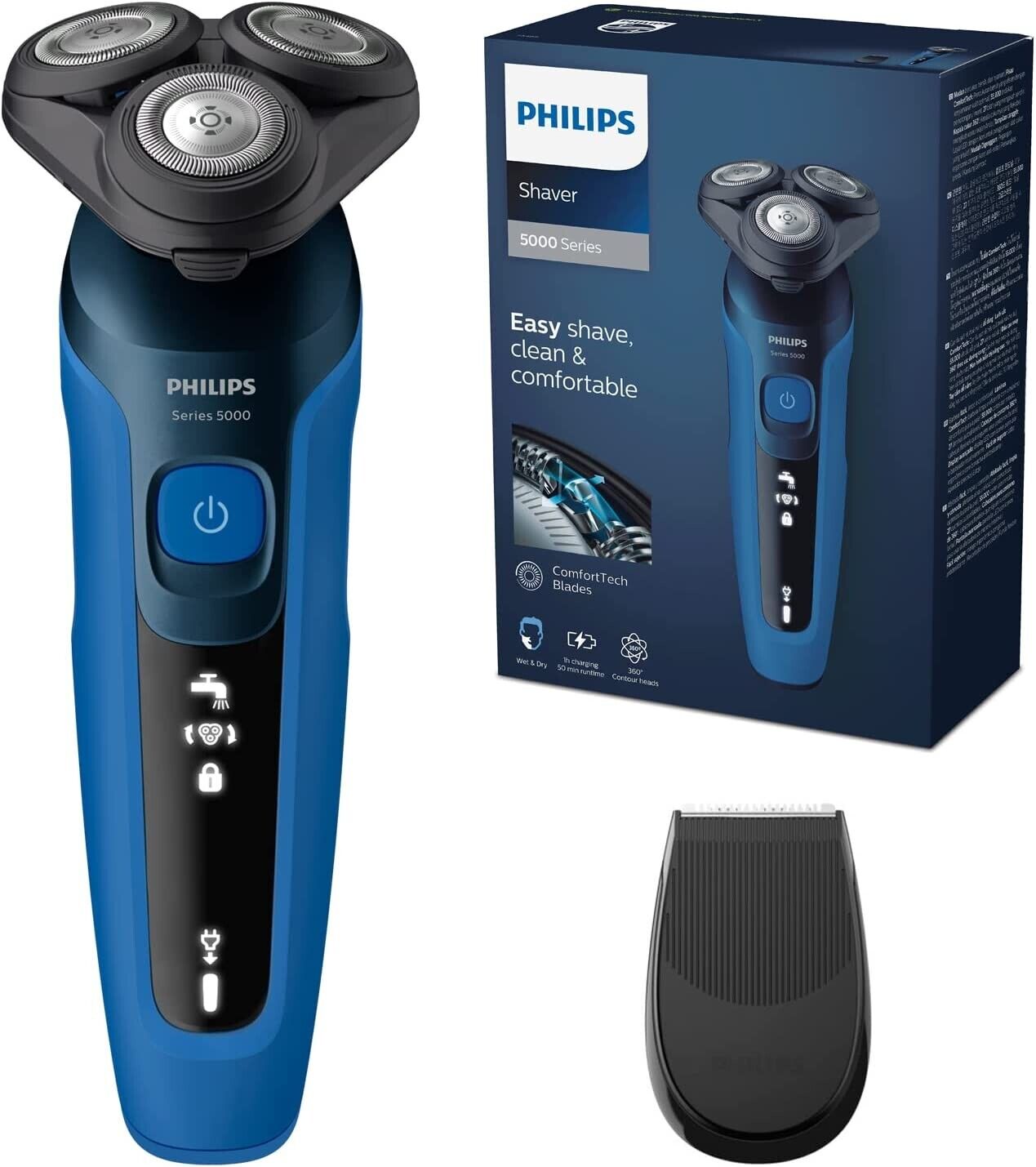 🪒Philips S5466/18 Rasoio Elettrico a Batteria Serie 5000 Testine 360° Display🪒