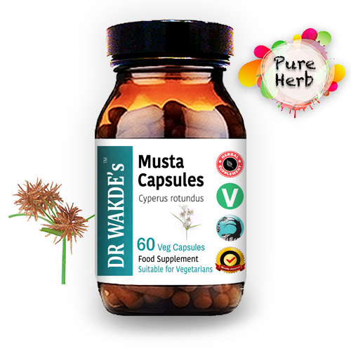 DR WAKDE'S Musta Capsules (Cyperus rotundus) | 60 Veg Caps | Ayurvedic Supple...