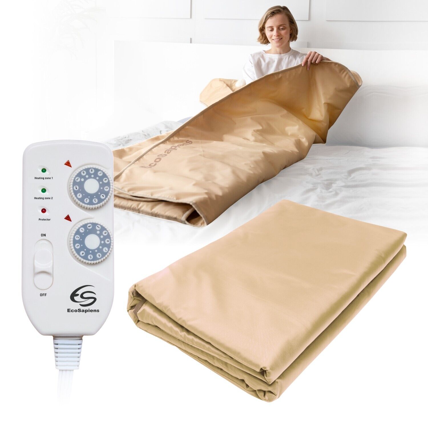 Coperta a infrarossi, 2 zone, 9 modalità, 180x220 cm, Sauna, Detox e dimagrimeno
