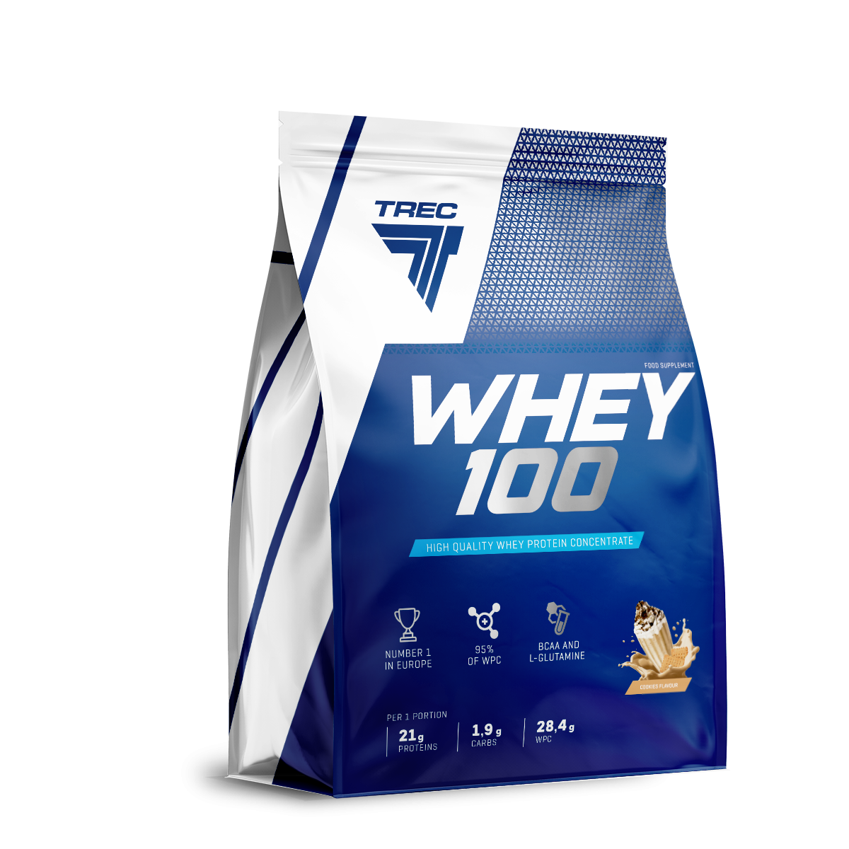 Trec Concentrato di proteine del siero di latte Whey 100, biscotto, 900 g