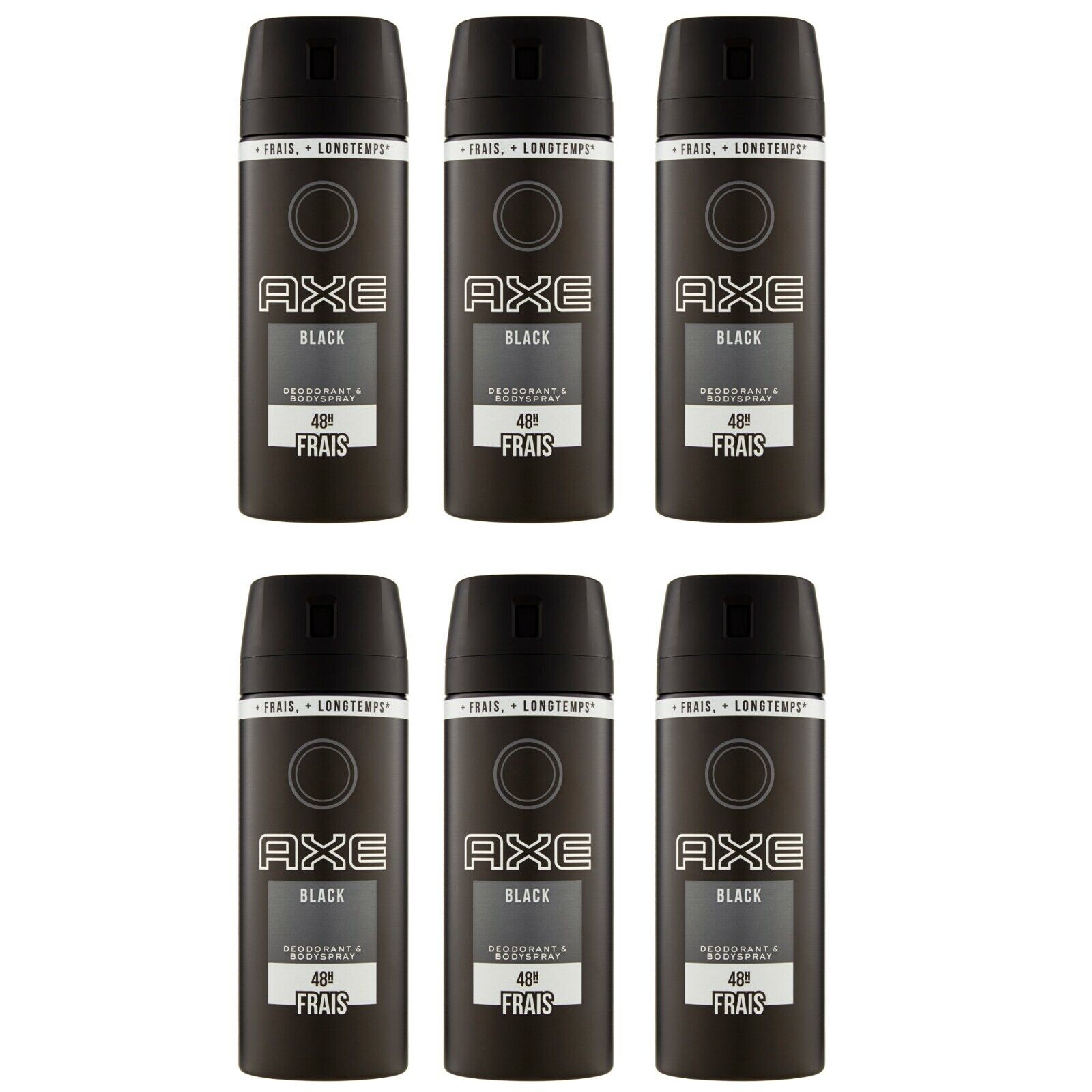 6 pezzi AXE BLACK FRAIS Deodorante body spray 48H deo corpo 150ml NUOVO