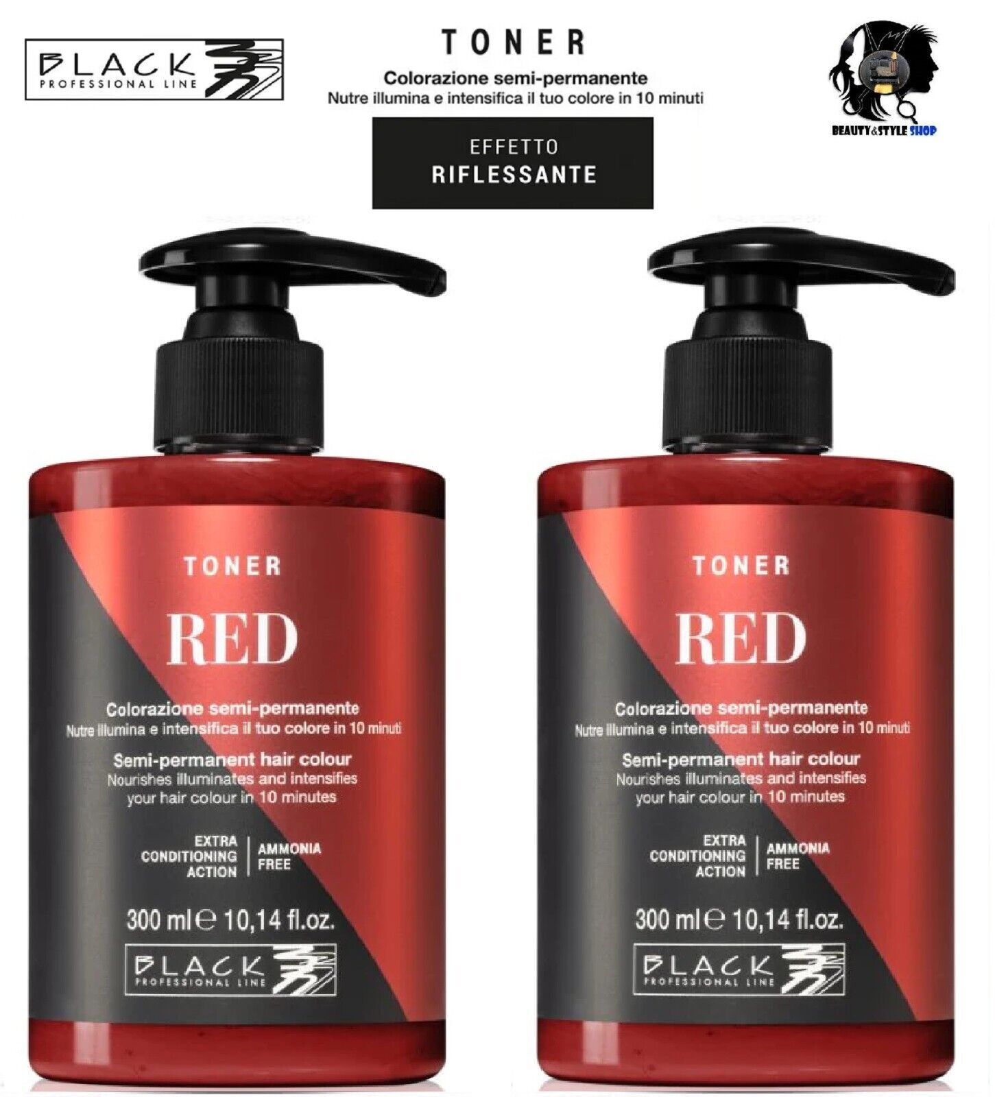 2X COLORE CAPELLI MASCHERA TONER BLACK PROFESSIONAL LINE SEMI-PERMANENTE ROSSO
