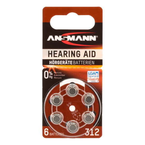 Blister Ansmann 6 pile batterie apparecchi acustici zinc-air 312 PR41 5013233