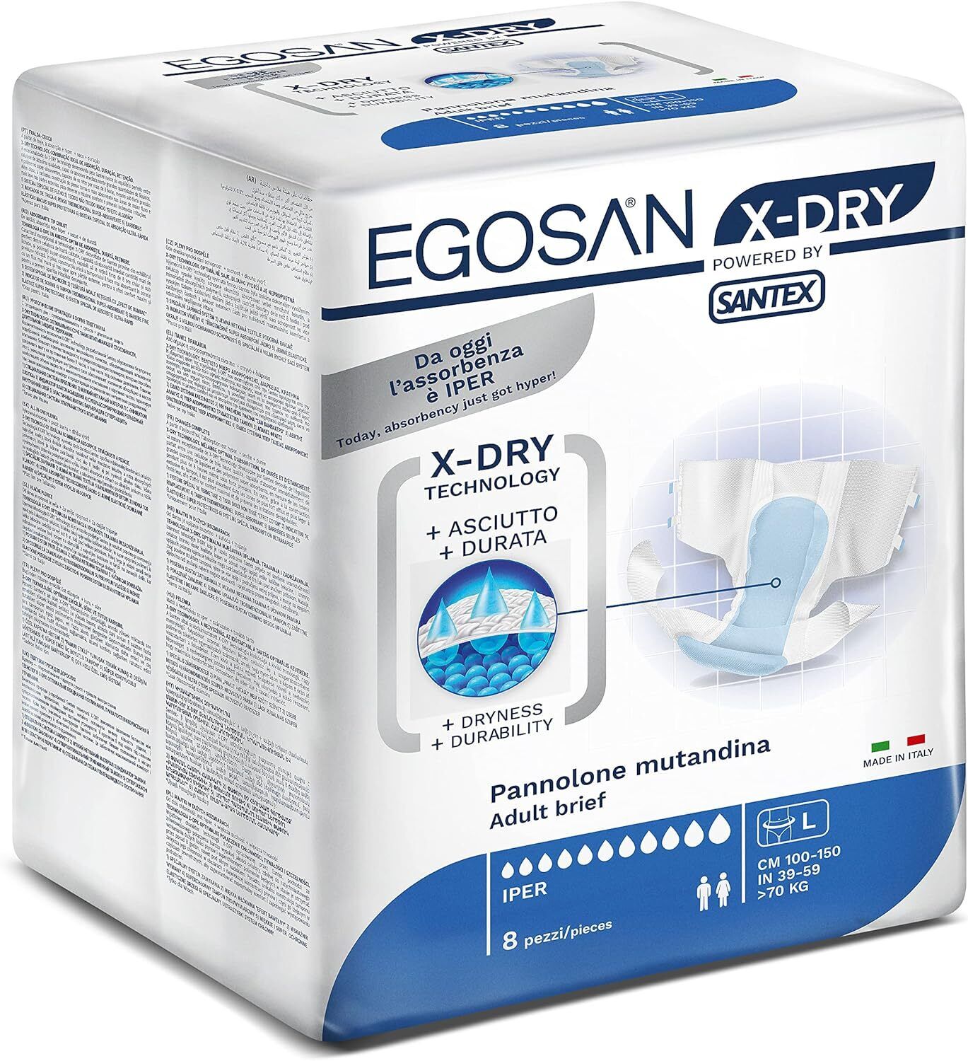 Egosan, slip per incontinenza per adulti, esclusiva tecnologia X-Dry