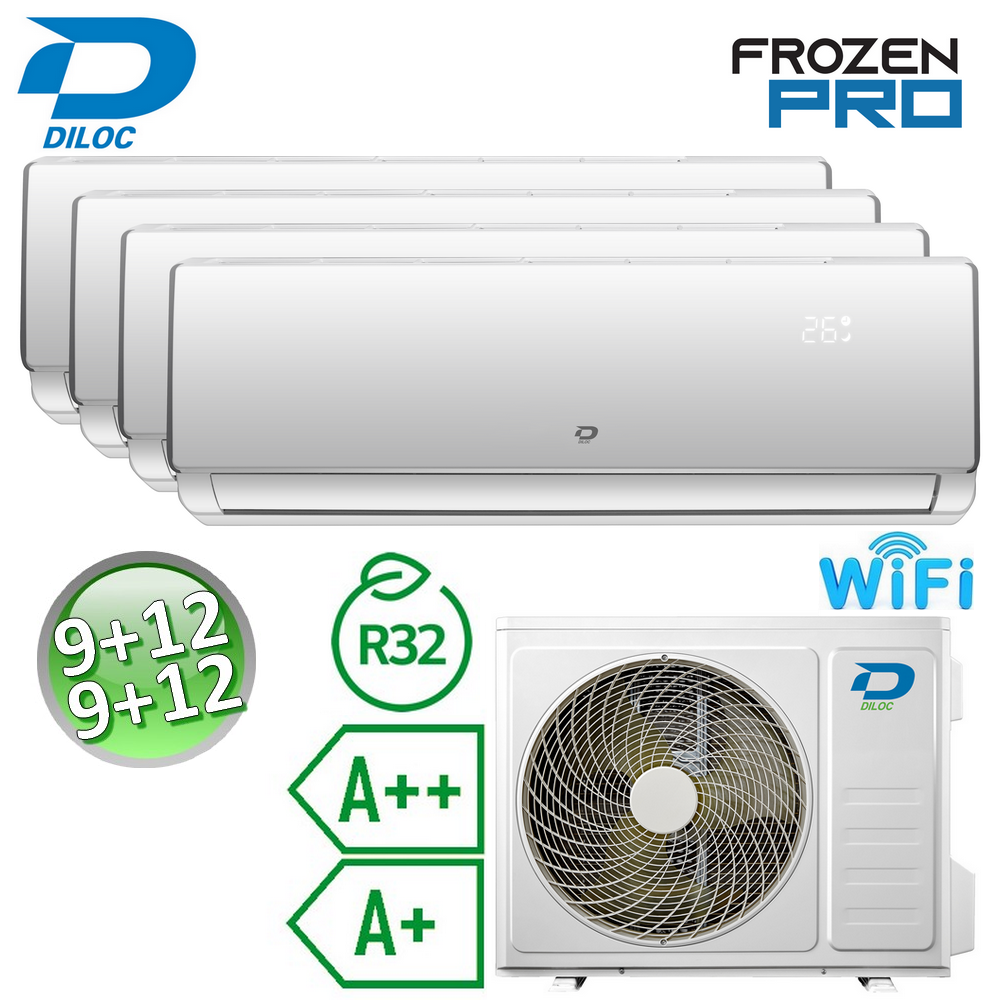 Climatizzatore quadri split 9+9+12+12 Btu R32 A++/A+ Diloc Frozen PRO - WiFi int