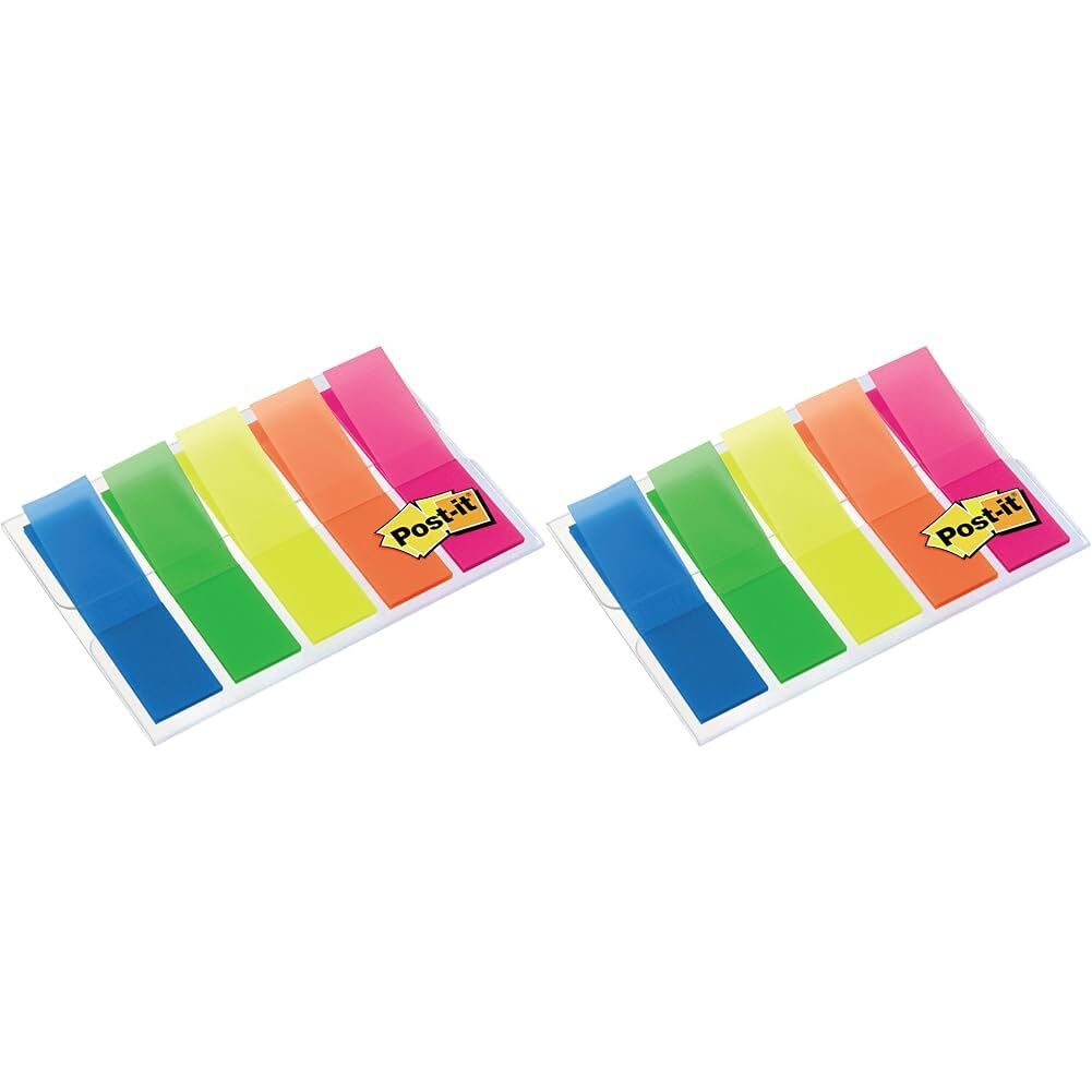 Post-it Index Transparent Small in Sleeve Dispenser, Assorted Bright Colours, 5